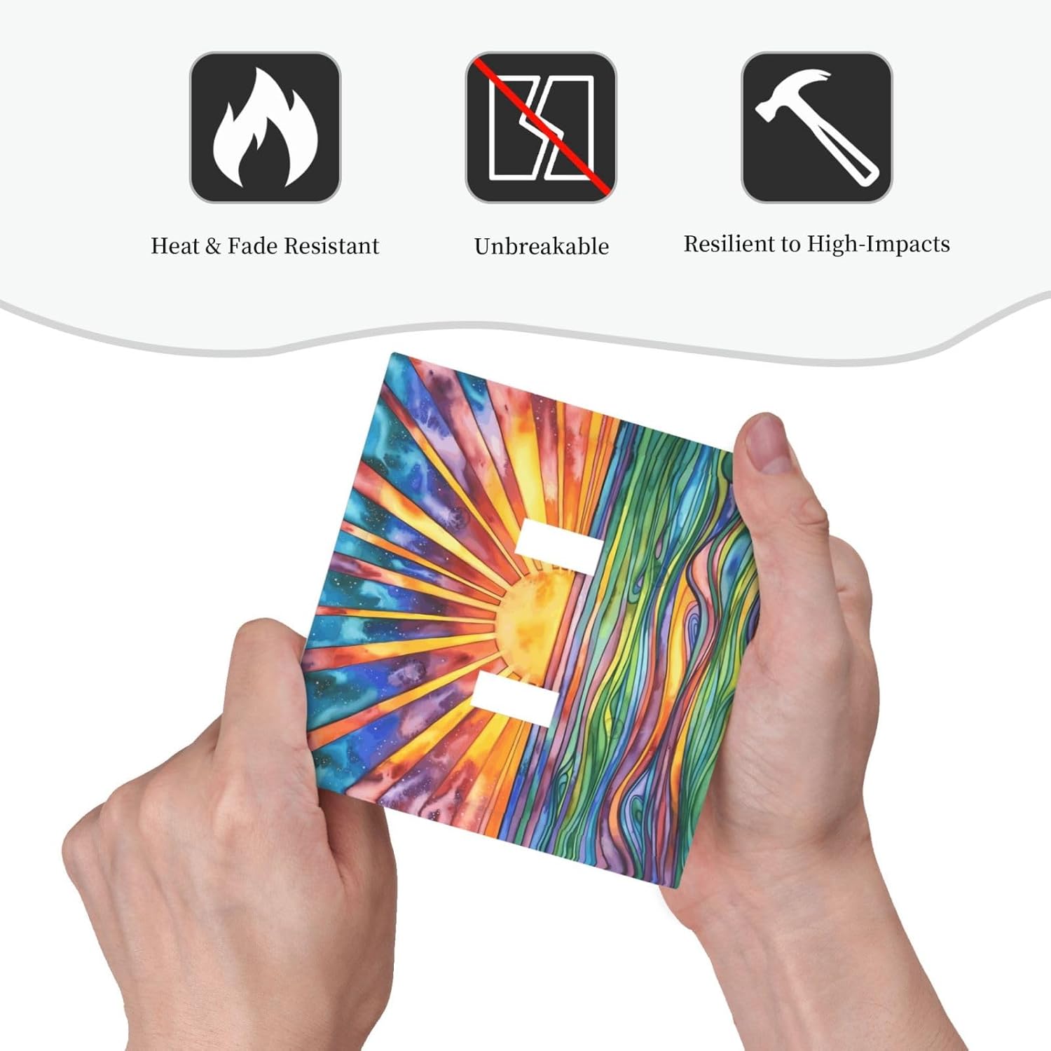 Mid Century Colorful Abstract Sunrise River Decorative Light Switch Cover Plates 2 Gang Double Toggle Wall Plate Cover Electrical Device Faceplate Bedroom Kitchen