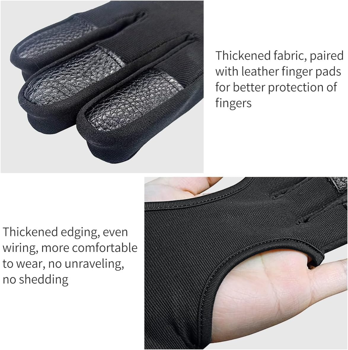 Futaba Unisex Traditional Archery 3 Finger Protection Gloves Tab - Black - XL 1