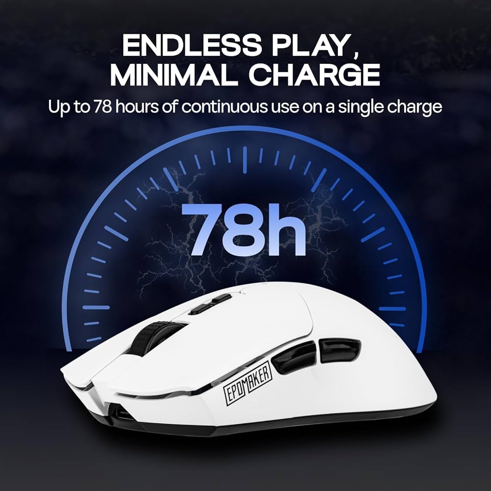 EPOMAKER Aula SC800 Wireless Gaming Mouse, 37g Lightweight, Adjustable 26,000 DPI, 8k Polling Rate, PAW3395, Programmable Buttons, On-Board Memory, 250mAh Battery, PC/MAC/Linux (White