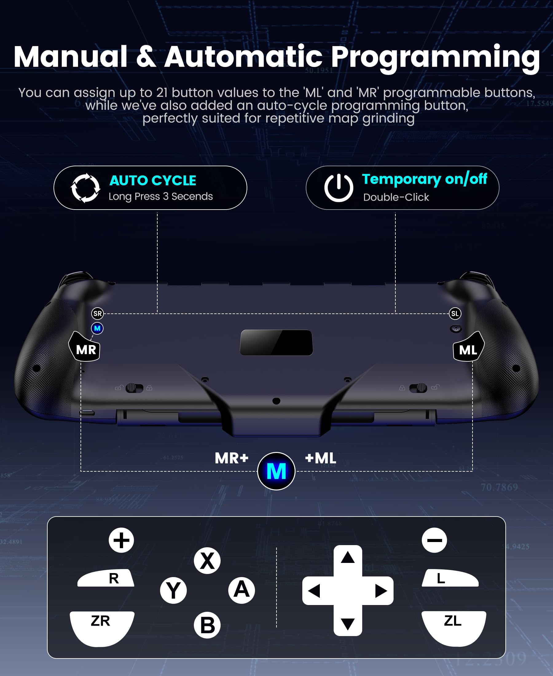 Controller di gioco wireless aggiornato per Switch 2 Gamepad programmabile Controller Bluetooth con joystick RGB effetto Hall/4 slot per schede/asse giroscopico/turbo/doppia vibrazione/interruttore