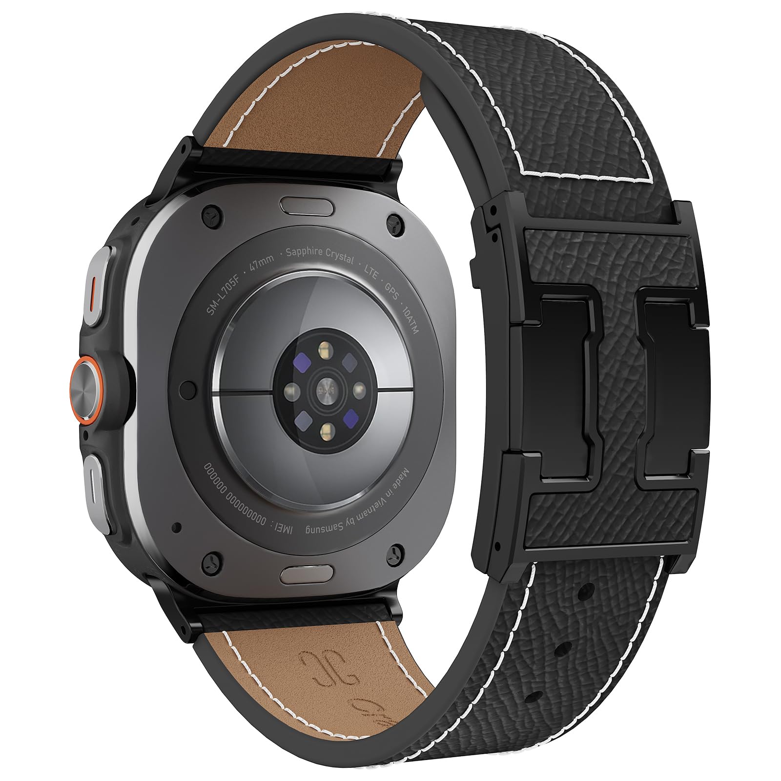 Magnetic Leather Band Compatible with Samsung Galaxy Watch Ultra Bands 47mm (2025/2024), Leather Replacement Strap with Magnetic Buckle for Men Women