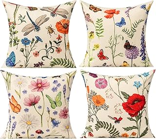 All Smiles Outdoor Patio Throw Pillow Covers 26x26 Set of 4 Summer Sprin...