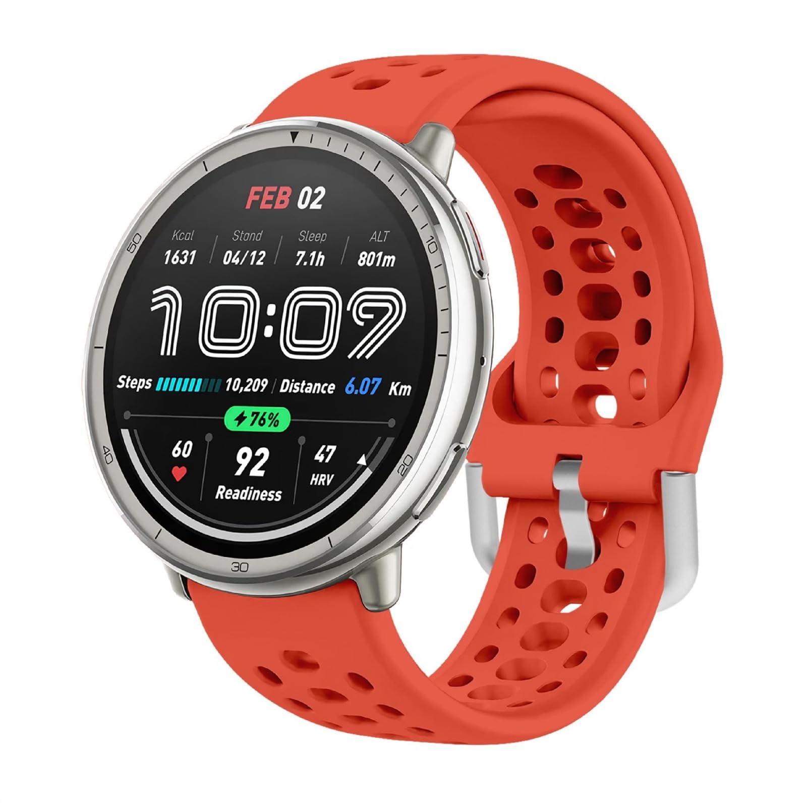 GIOPUEY Correas Compatible con Amazfit Active 2, Suave Silicona La Correa [Resistente al Desgaste] [Transpirable] Pulsera - Red