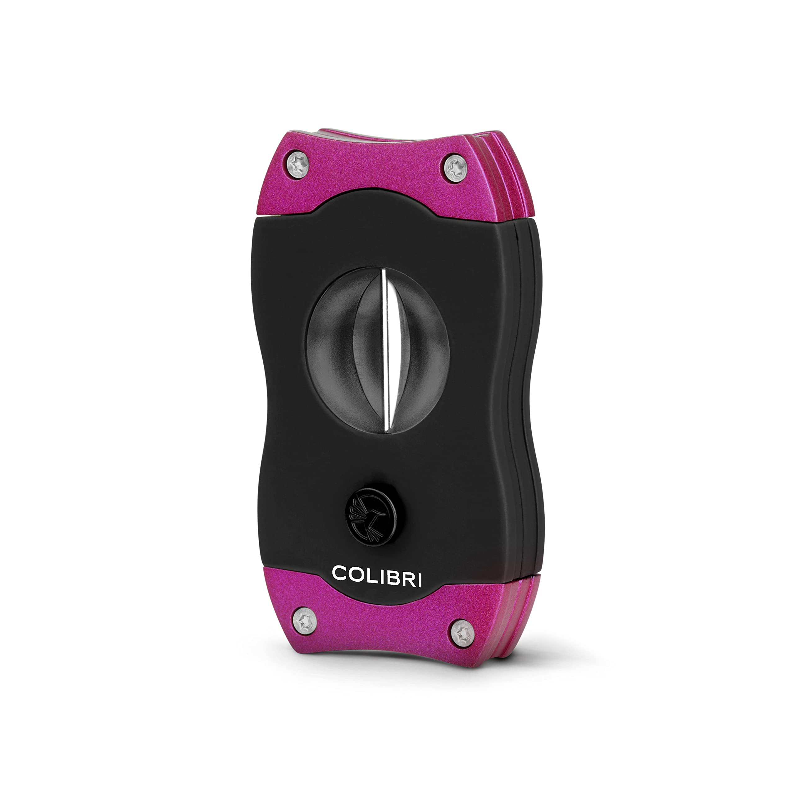 Colibri Obcinarka do cygar V-Cut, czarna z fioletowym wykończeniem, sprężynowe zwalnianie, głębokie cięcie w kształcie litery V 7 mm, do 60+, cygara, ergonomiczna konstrukcja