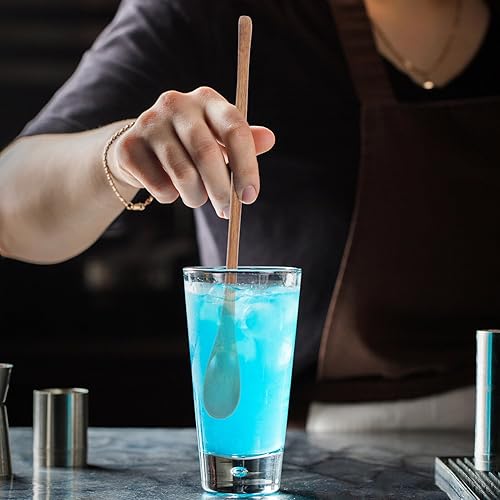 Miniatura 8 de Operitacx 4 cucharas de madera, cucharas de mezcla de madera de mango largo a granel, cucharas de té largas para cuchara de miel, mezcla, agitar,