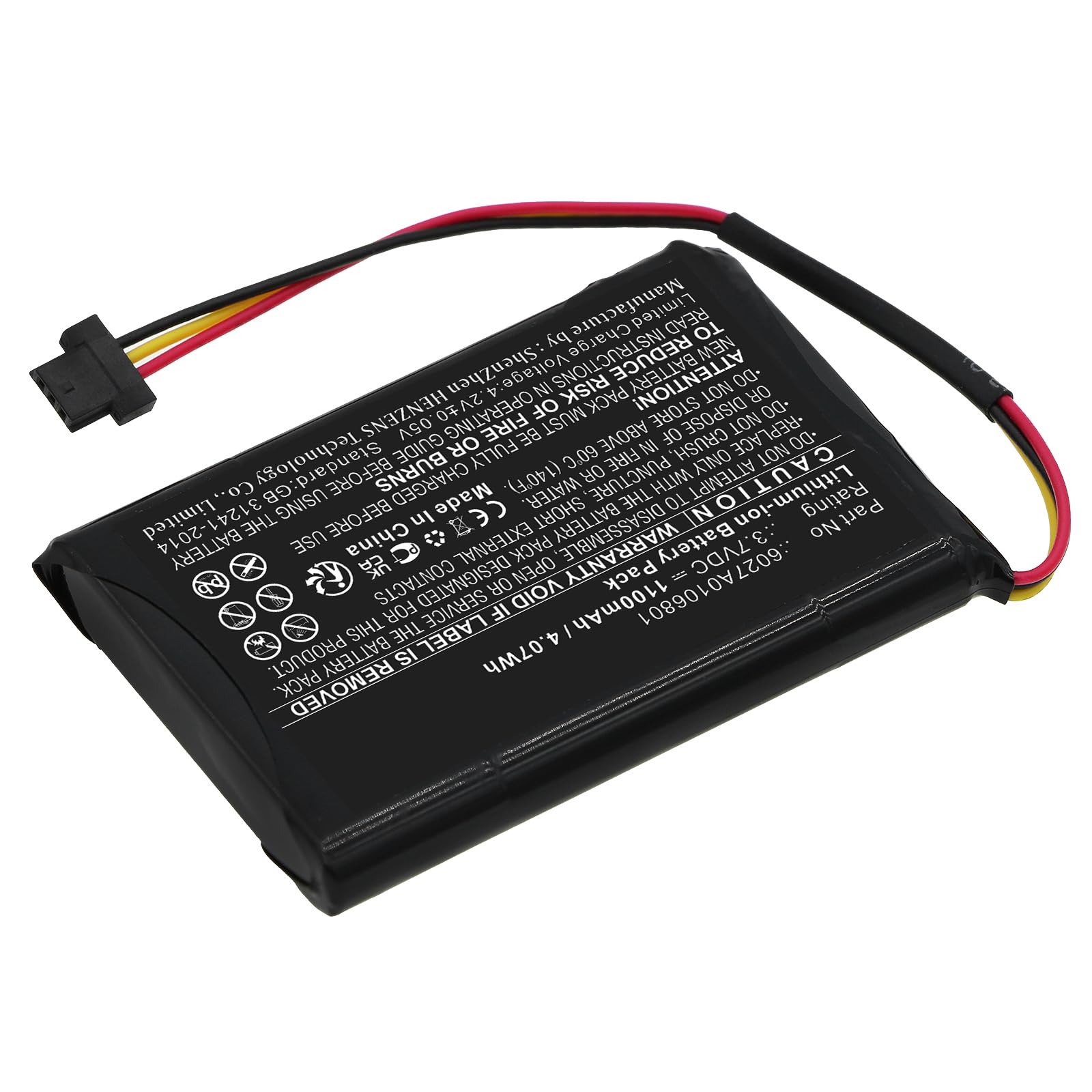 Synergy Digital GPS Battery, Compatible with Tomtom 4ET03 GPS, (Li-ion, 3.7V, 1100mAh) Ultra High Capacity, Replacement for Tomtom 6027A0106801 Battery