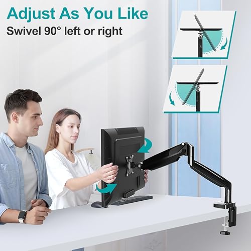 Miniatura 8 de MOUNT PRO Soporte de montaje para monitor individual de 40 pulgadas para pantalla ultraancha de 30.9 libras, brazo de monitor de resorte de gas