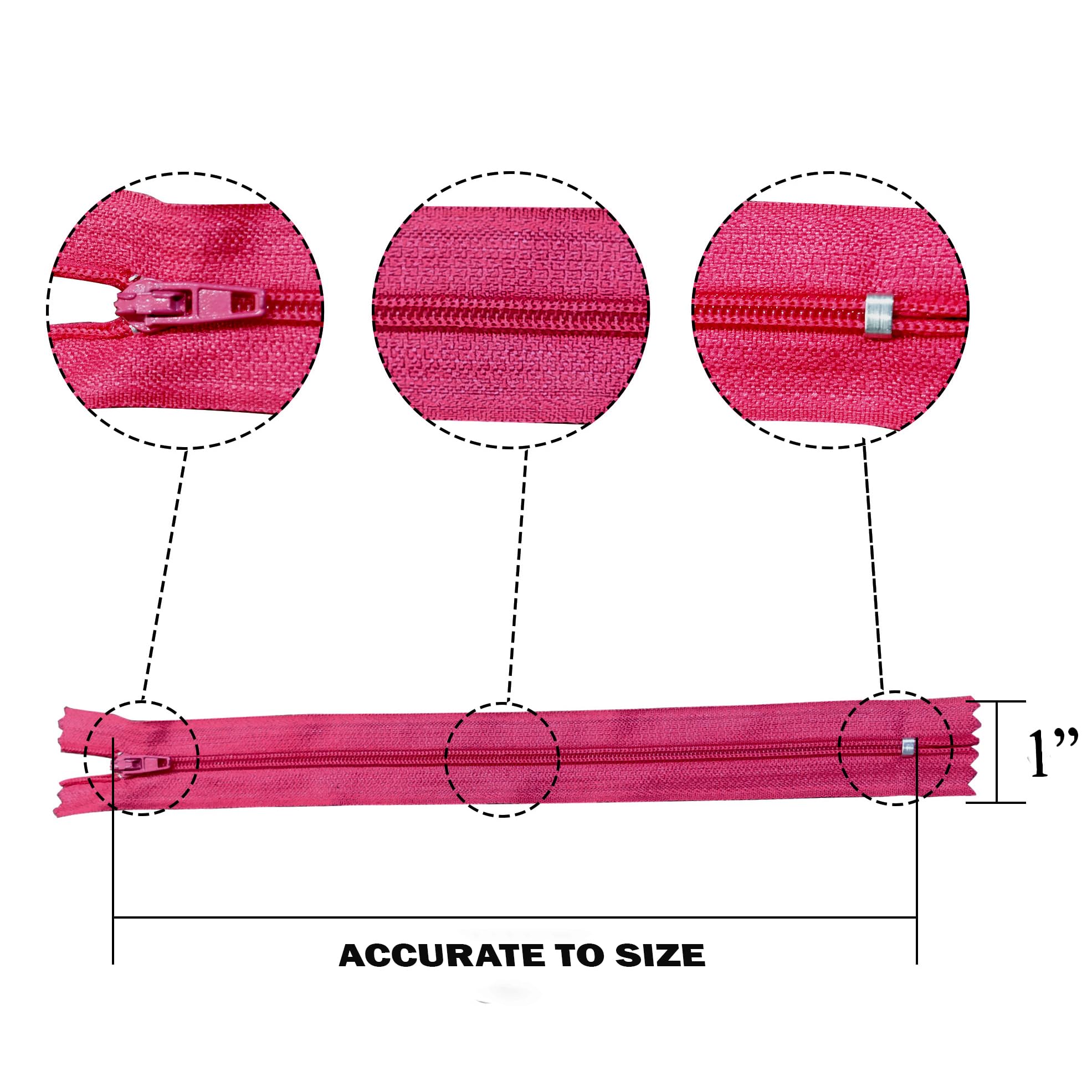KGS Zippers for Sewing Crafts, Pink, 6 Inch (20 Pieces) - Image 3