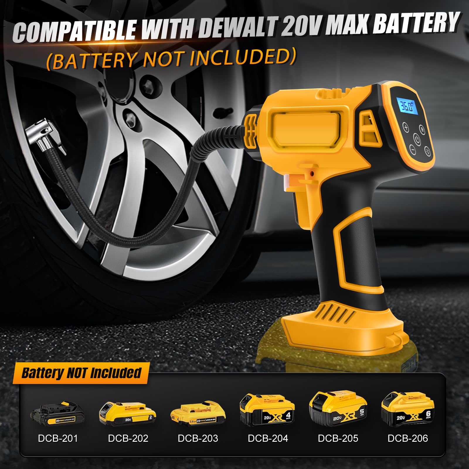 Sprężarka akumulatorowa Dewalt 21 V 160 psi kompresor samochodowy cyfrowy wskaźnik ciśnienia LED