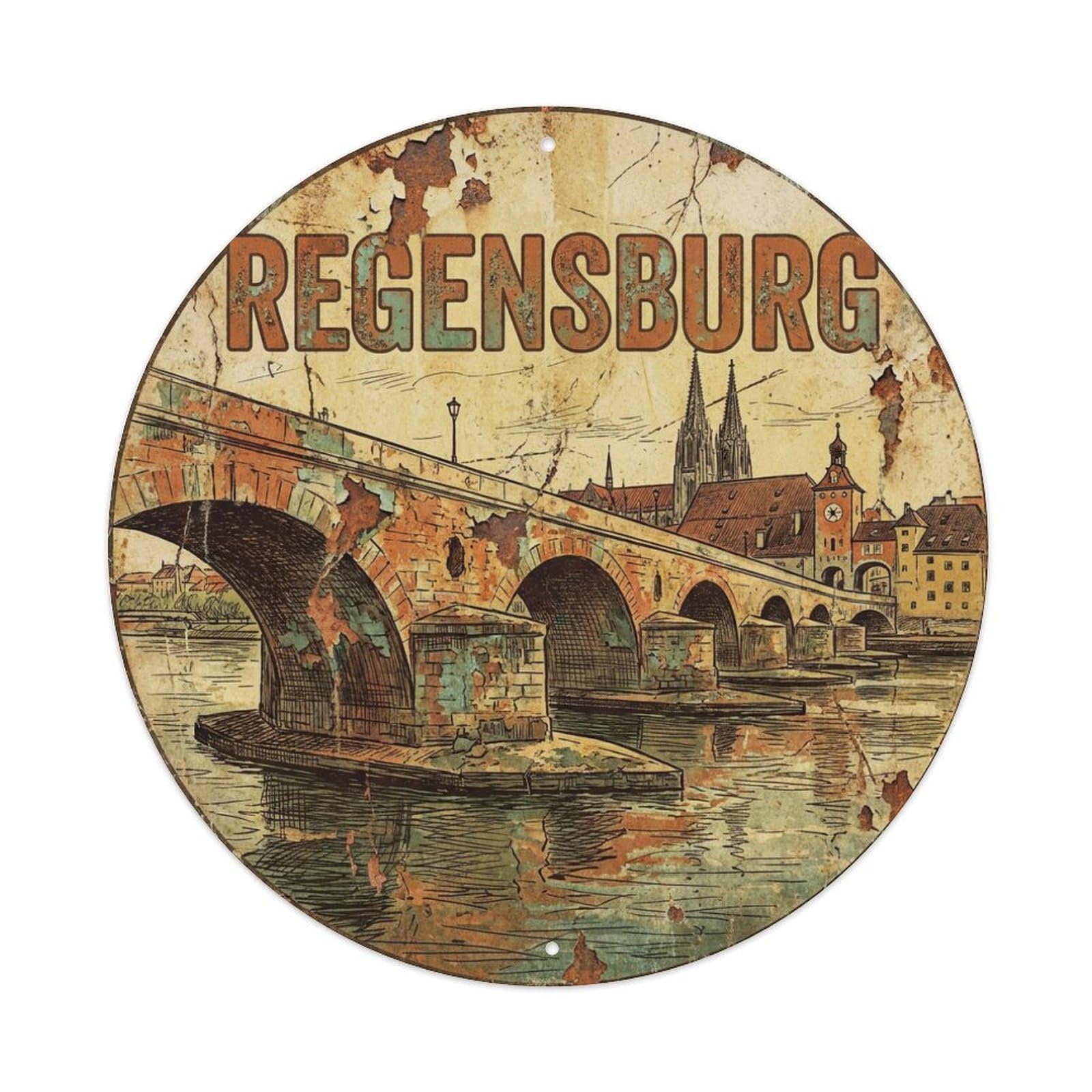 Galvaxio Style Germany Retro Travel Regensburg Metal Tin Sign