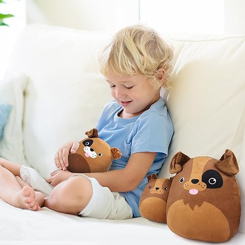 Miniatura 5 de BenBen - Juego de 3 cojines de peluche con diseño de perro, 12 y 7 pulgadas, animales de peluche esponjosos, juguetes para abrazar, Sra. Wags y