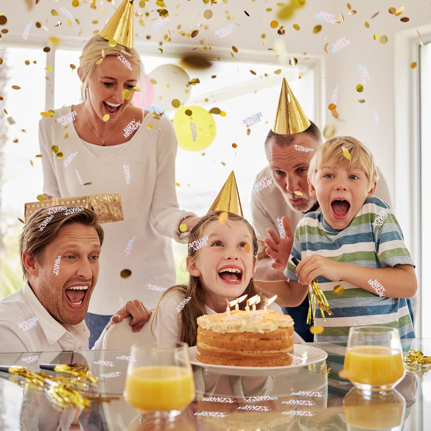 Iridescent Happy Birthday Confetti, Glitter Birthday Cake Table Decorations Metallic Foil Balloon Table Scatter Decor For Disco Themed, Baby Shower(Dazzling - View #8