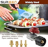 Vista 6 de Kit de válvula reguladora de propano ajustable de alta presión de 0-20 PSI, kit de válvula reguladora QCC1/Tipo 1 con accesorio de abocinado macho