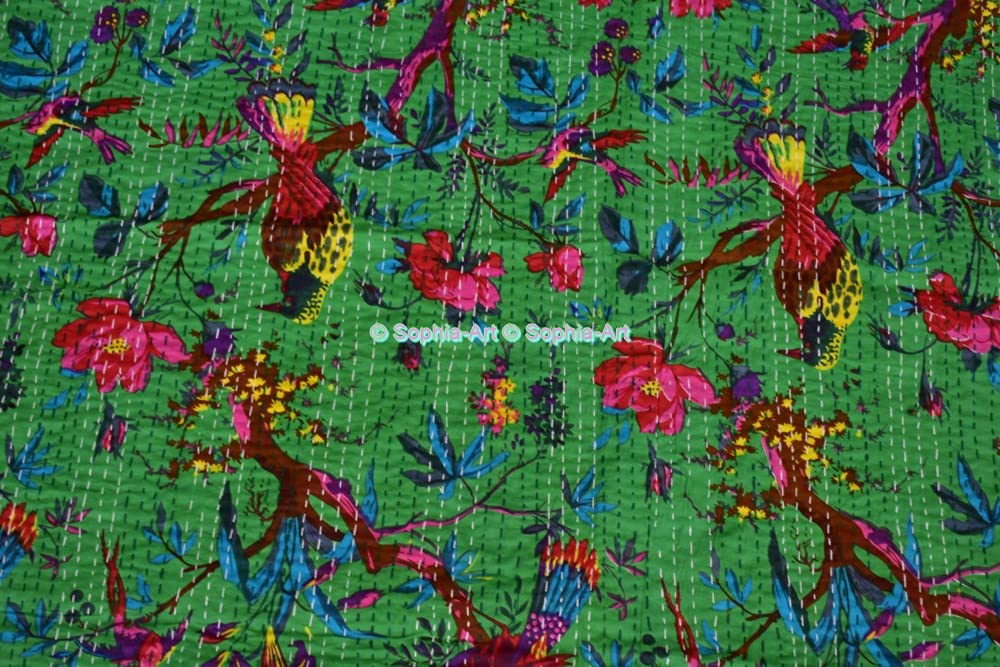 Tradizionale indiano multi stampa Ikat vintage Gudri fatto a mano Kantha trapunta indiano vintage bohemien biancheria da letto copripiumino reversibile trapunta cotone copriletto Decor Art con 2