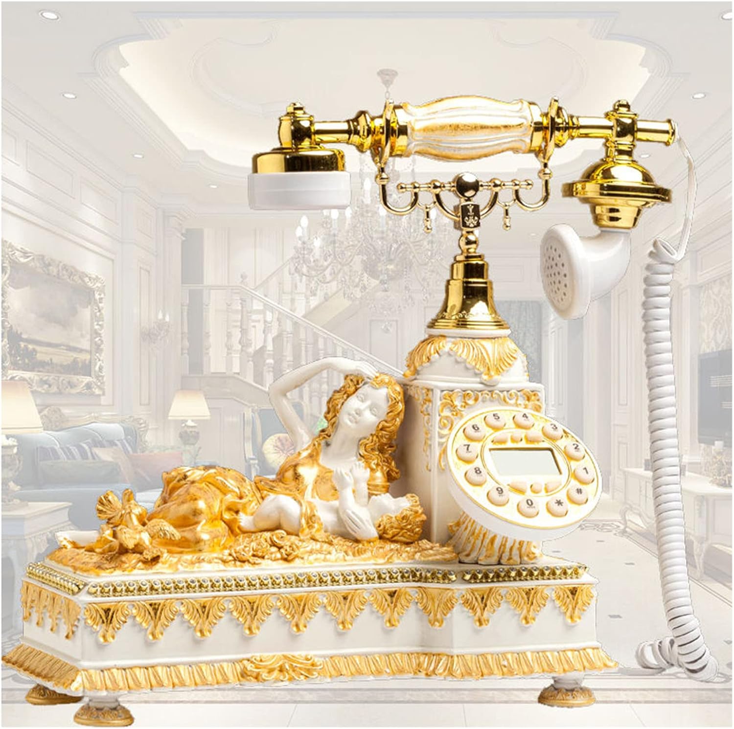 Vintage Corded Telephone for Landline Retro Desk Decorative Antique Phone Home Office