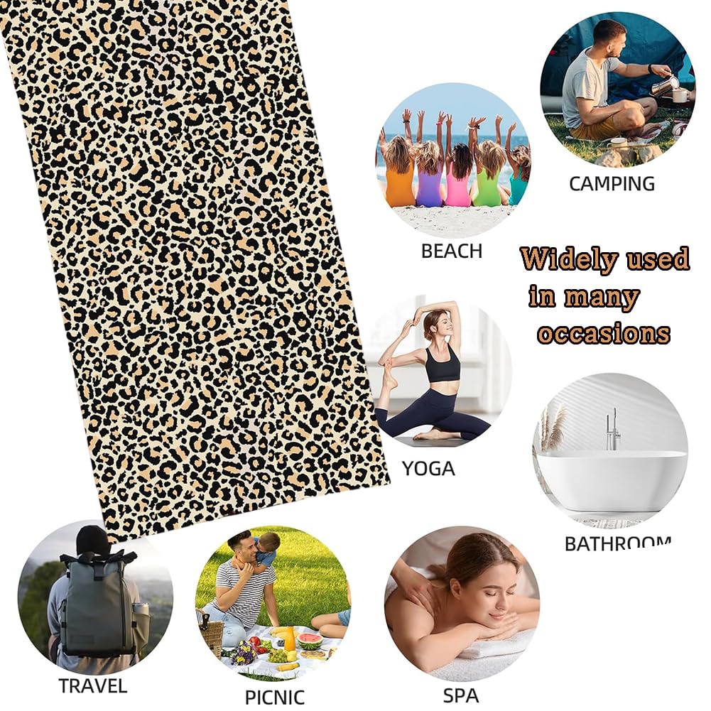 Serviette De Plage Léopard 75x150 Cm + Sac Fourre-tout - Microfibre Anti-sable, Séchage Rapide - 2 Pièces