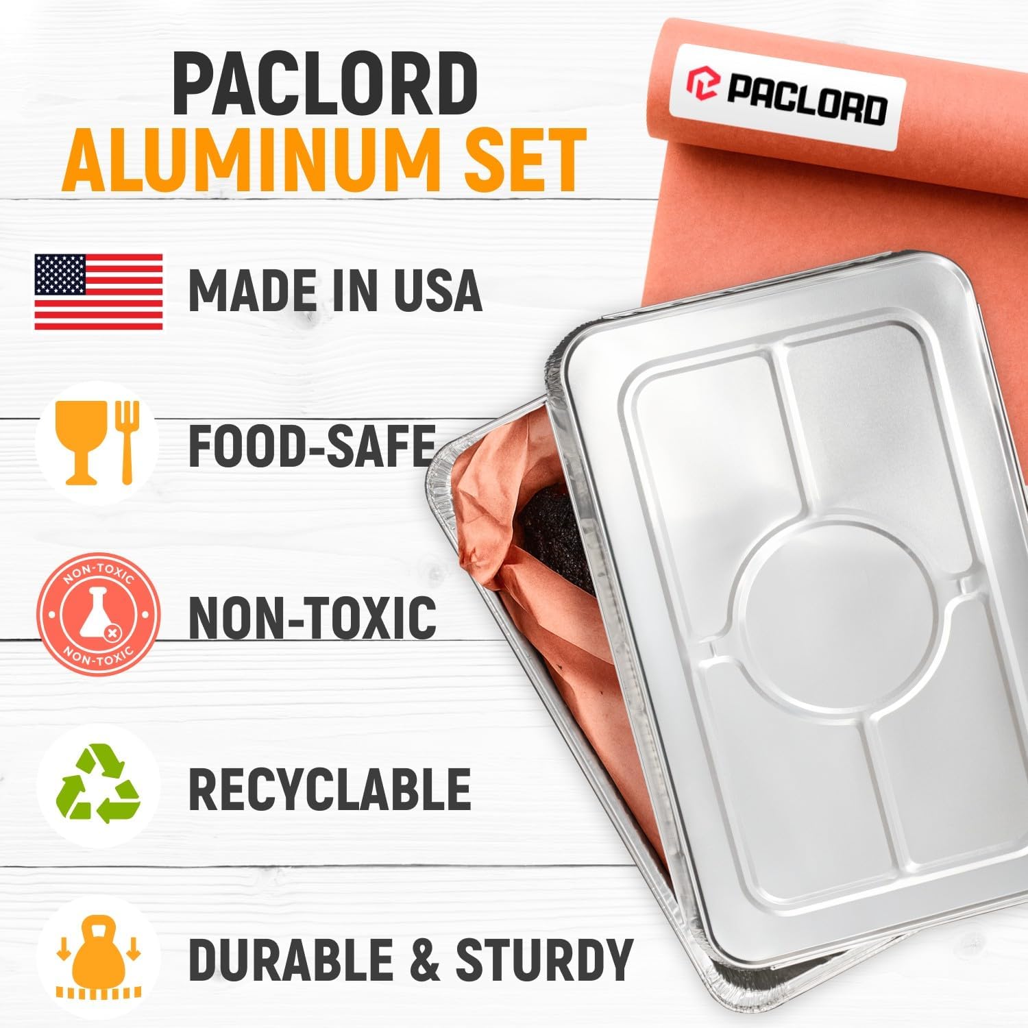 Aluminum Pans With Lids - 21" x 13" Full Size Foil Pans with Lids, Pack of 25 Pans and 25 Lids, USA-Made Disposable Aluminum Trays for Chafing Racks - Great for Cooking, Heating, Food Storing