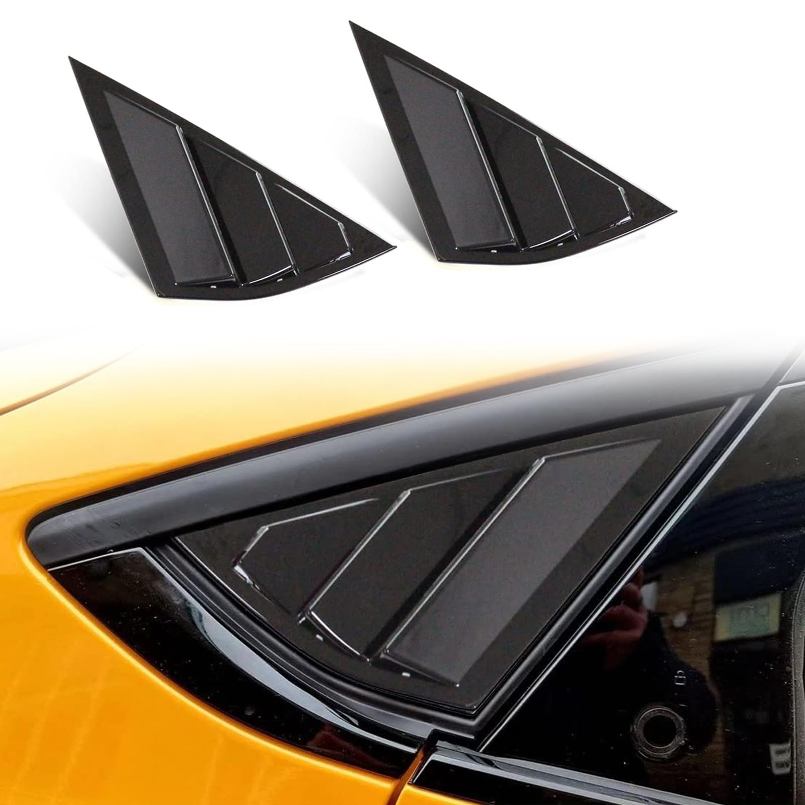 BestEvMod Compatible with 2026 2025 2024 2023 2022 2021 Mustang Mach E Quarter Side Window Scoop Louvers Cover Window Visor Cover ABS (V2 Glossy Black)