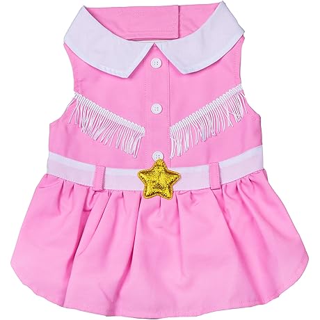 Doggy Parton Pink Cowgirl Collared Dog Dress - Size Small