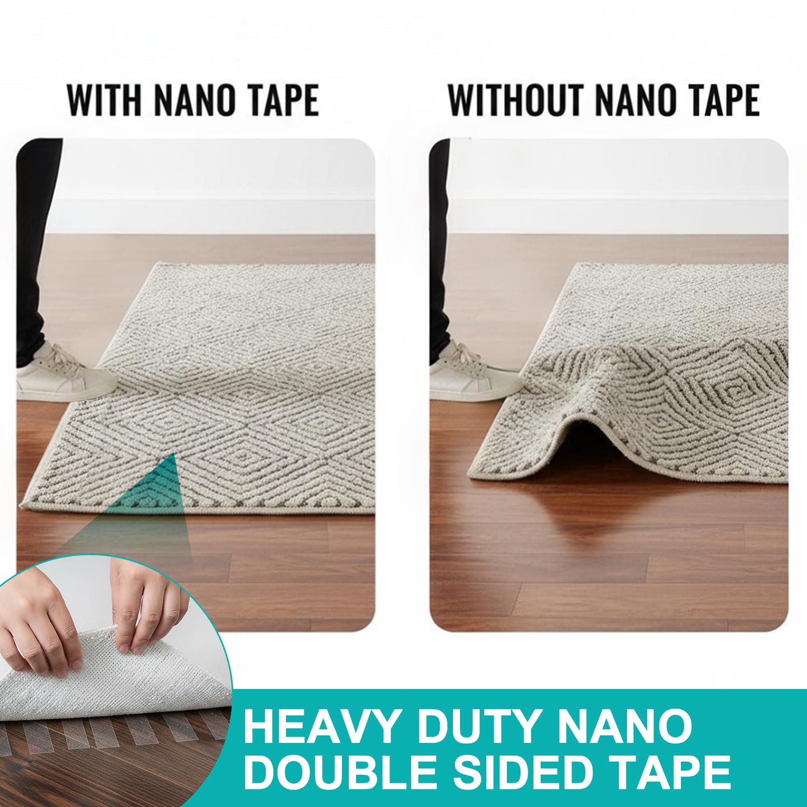 Nano Double Sided Tape Heavy Duty - 9 8ft Removable Clear Mounting Tape for Walls Carpet Rug DIY — view 8