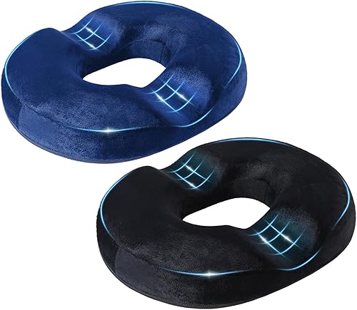 Miniatura 1 de 2 cojines de dona para asiento de hemorroides, cojín de asiento de dona sentado para alivio del dolor de coxis de espuma viscoelástica para