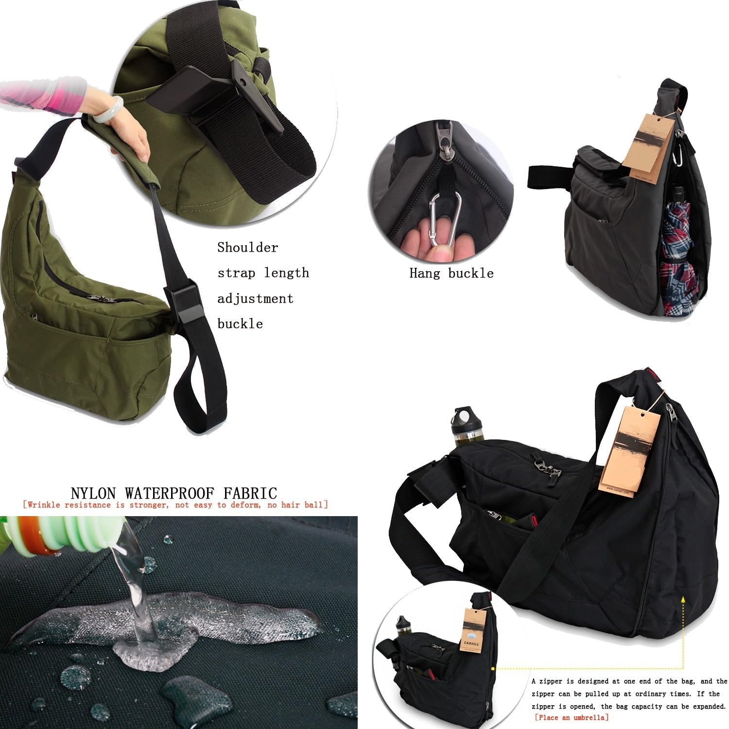 Borsa Reflex Borsa da viaggio portatile for fotocamera, piccola, impermeabile, a tracolla(Careell-c2028-black)