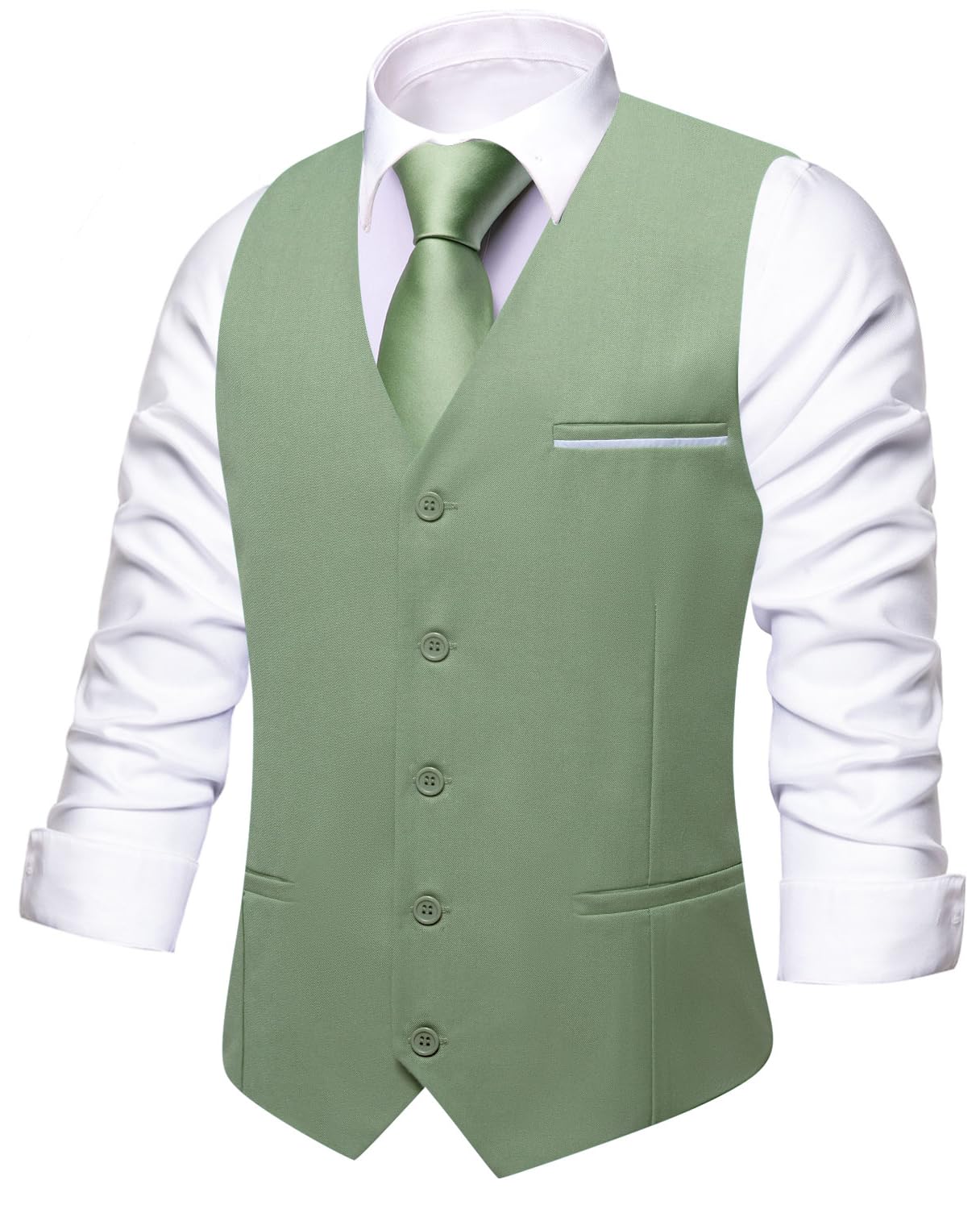 hi-tie Men's Formal Suit Vest Solid Fit Vest for Men 3 Pockets V Neck Waistcoat Business Wedding Casual-picture-45