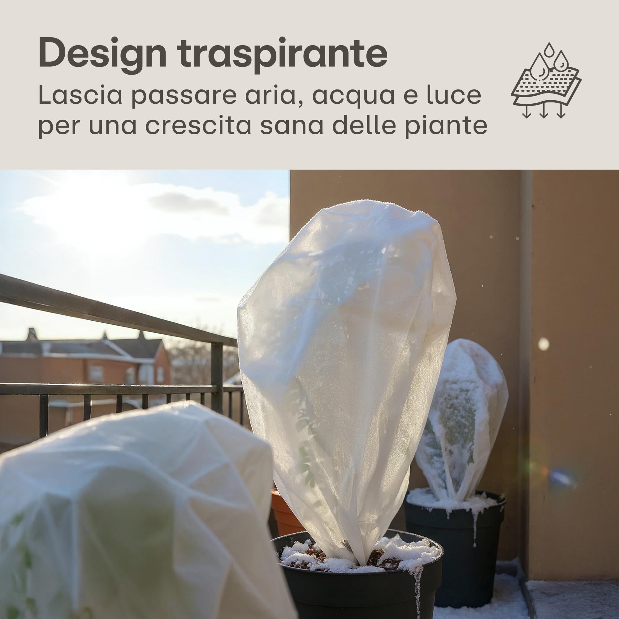 Praknu Protettivo Antigelo Invernale per Piante 50g/m² – Rotolo 20m × 1,6m – Resistente agli Strappi & Traspirante – Resistente ai Raggi UV - Protezione dal Gelo