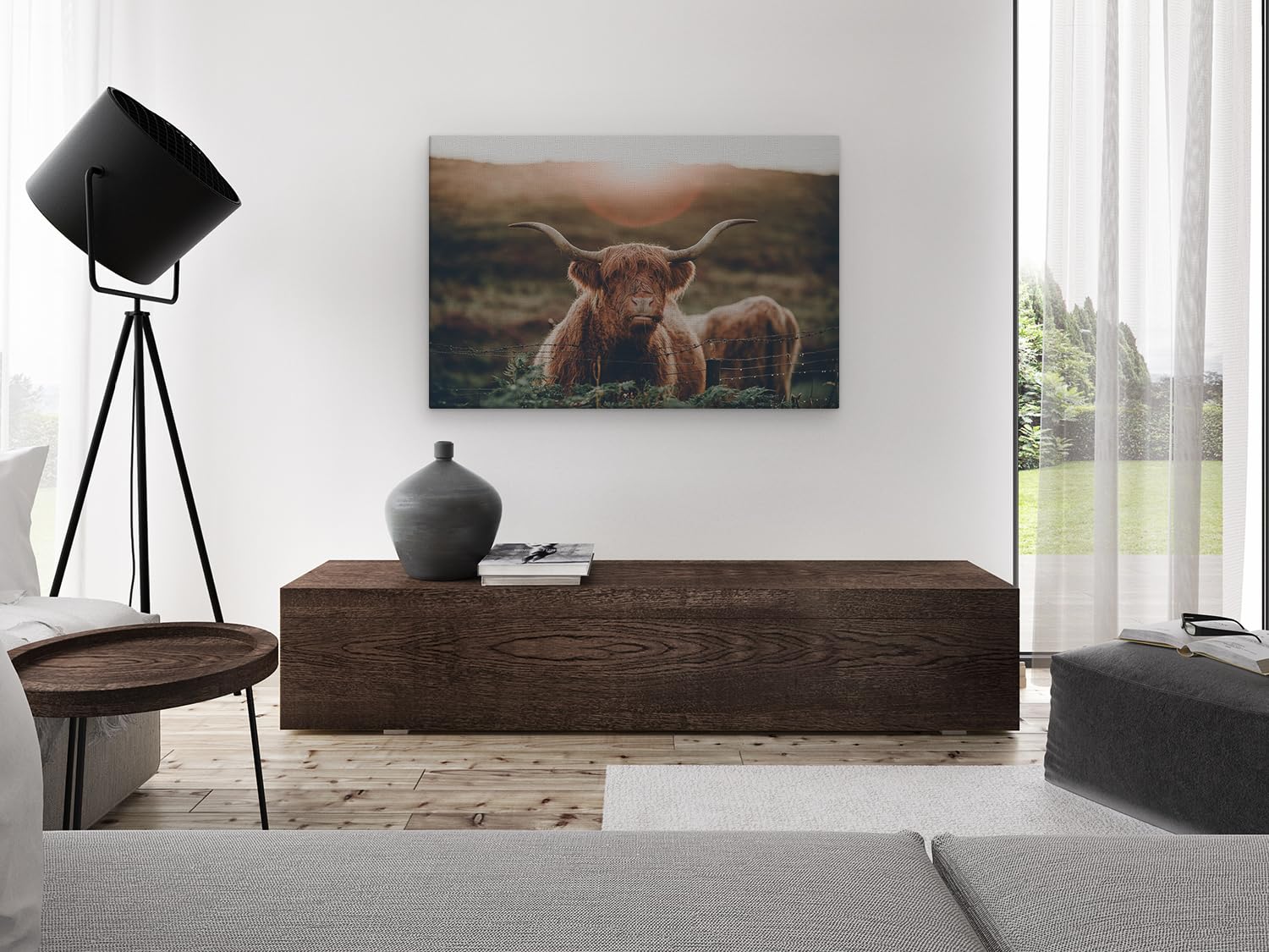 Artaza Cuadros Decoración Salón Modernos Vaca Highland - 120x80 cm - Grande - Cuadros Animales - Lienzo Animales - Decoración Pared - Cuadros Decorativos