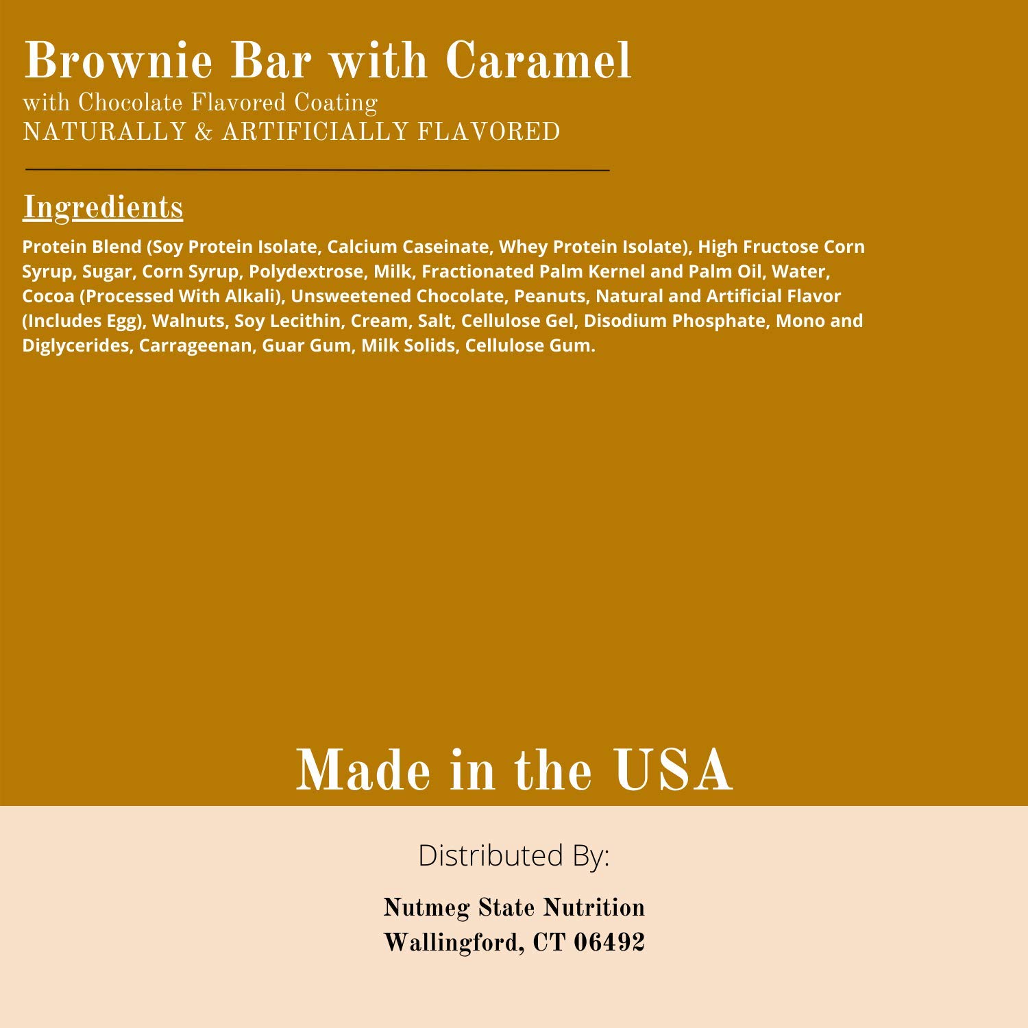 Nutmeg State Nutrition High Protein Bars, 7 Servings Per Box (1 Box (7 Servings), Brownie Bar with Caramel)