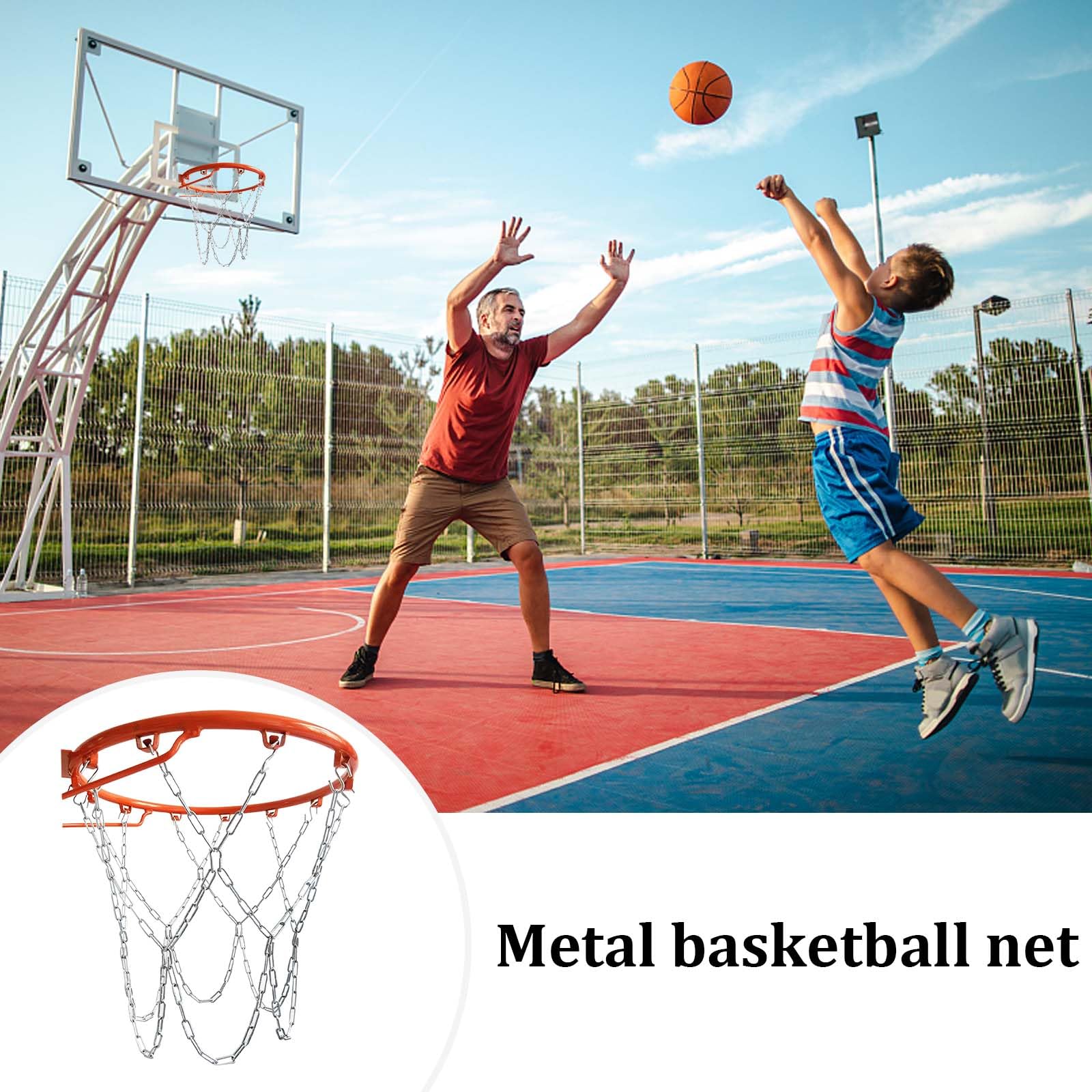 Canestro Basket Doppia Molla FUNJEPE - 45,7 Cm Per Interni/Esterni, Con Rete E Montaggio A Parete - Foto 2