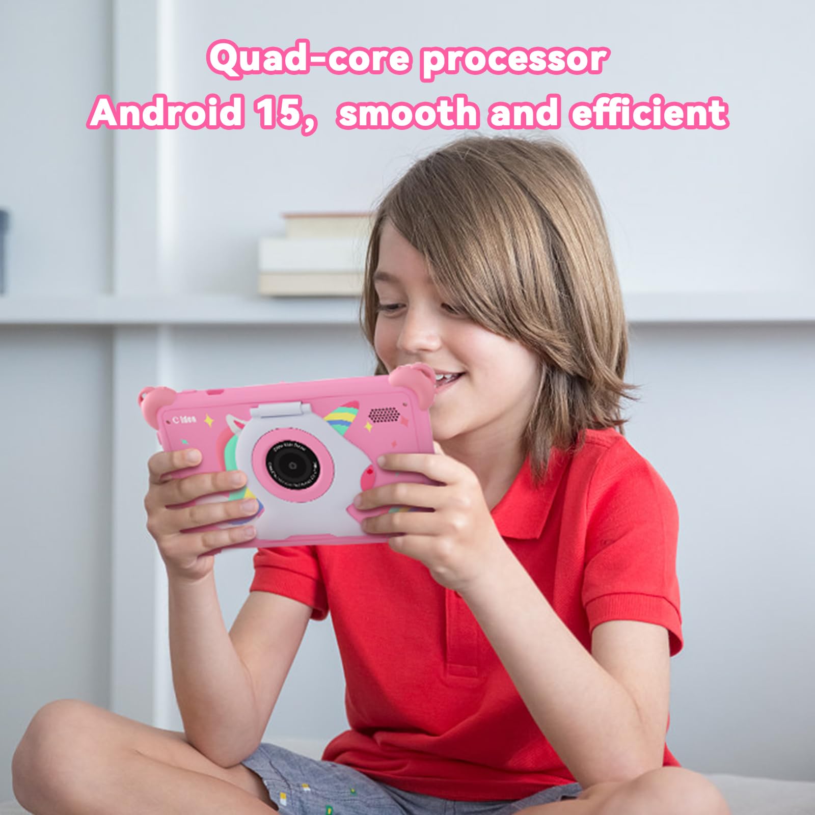 C idea Tablet da 7 Pollici per Bambini, Android 15, 6GB RAM + 32GB ROM, 1024x600, Batteria 2500mAh, WiFi e Bluetooth, App per Bambini Preinstallate (Rosa)