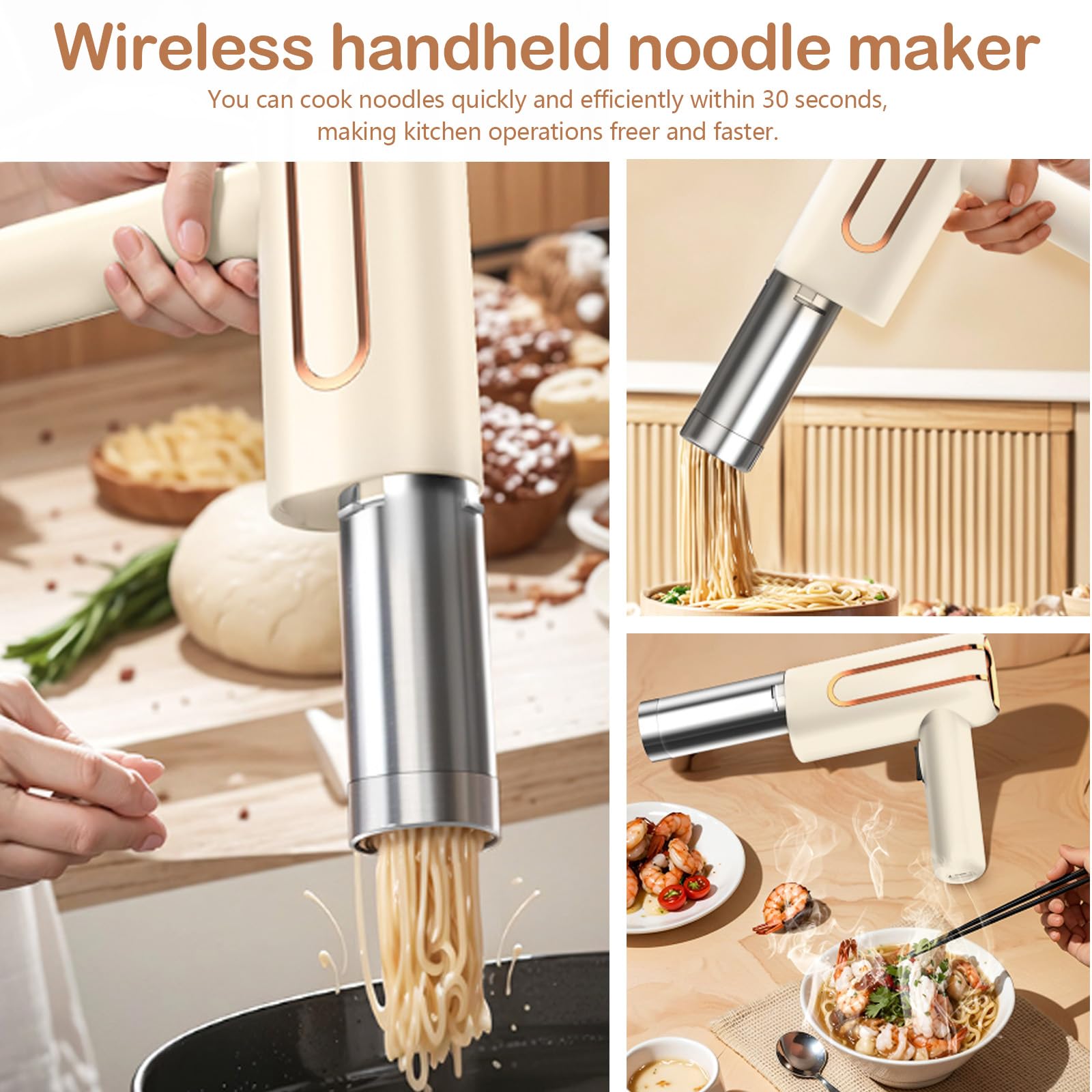 Maquina Pasta, 40W Maquina Pasta Fresca 4000 Mah Maquina Para Hacer Pasta Prensa Para Pasta Con 5 Modos Para El Hogar Al Aire Libre Camping Restaurante