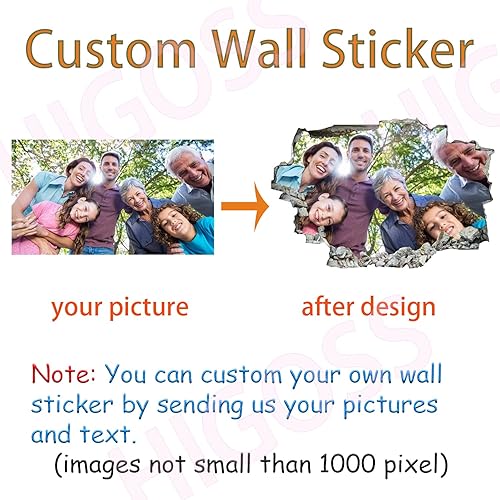 Miniatura 2 de Adhesivos de pared de vinilo 3D personalizados, fotos o textos personalizados, decoración de pared para dormitorio, aula, sala de estar, decoración