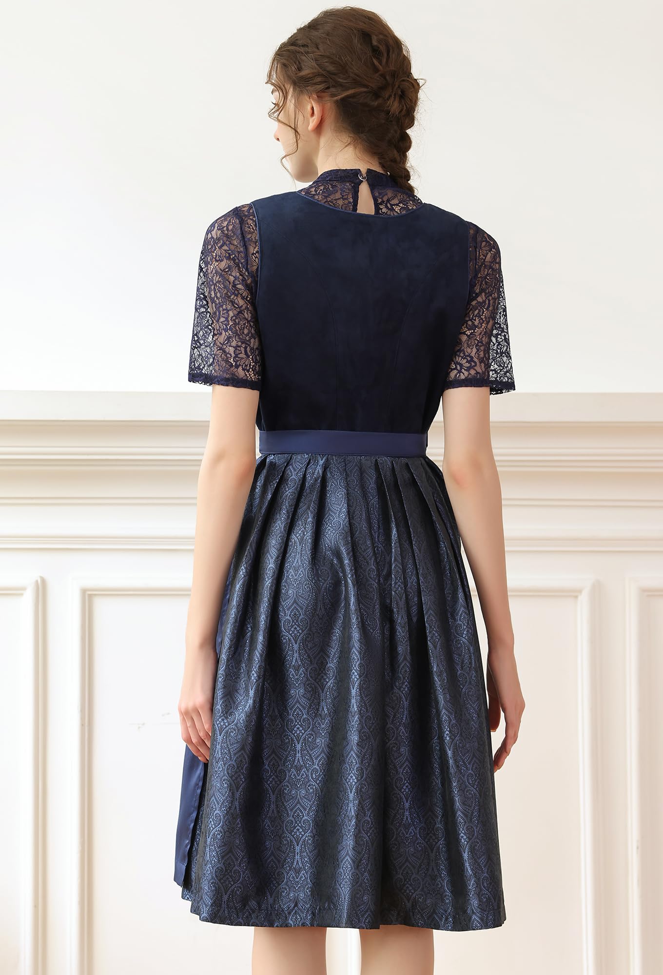 EIISSION Dirndl Damski Oktoberfest Kostium Oktoberfest Kostium Kostium Damski Zielony Tradycyjna Sukienka midi Trachten Sukienka 3 Pieces Sukienka Bluzka Fartuch