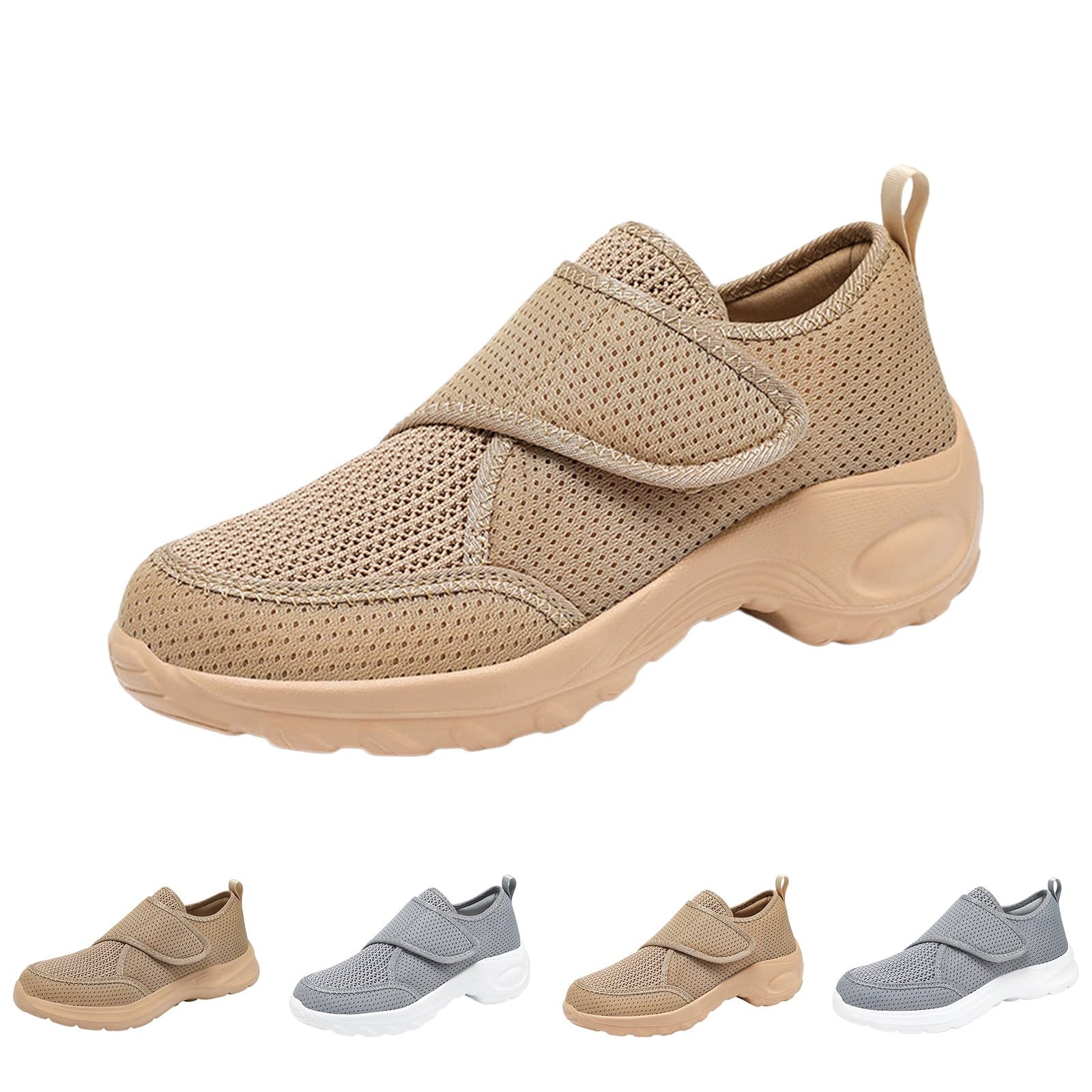 Chaussures orthopédiques pour femme - Coupe large - En maille - Antidérapantes - Confortables et respirantes - Soutien de la voûte plantaire - Légères et décontractées