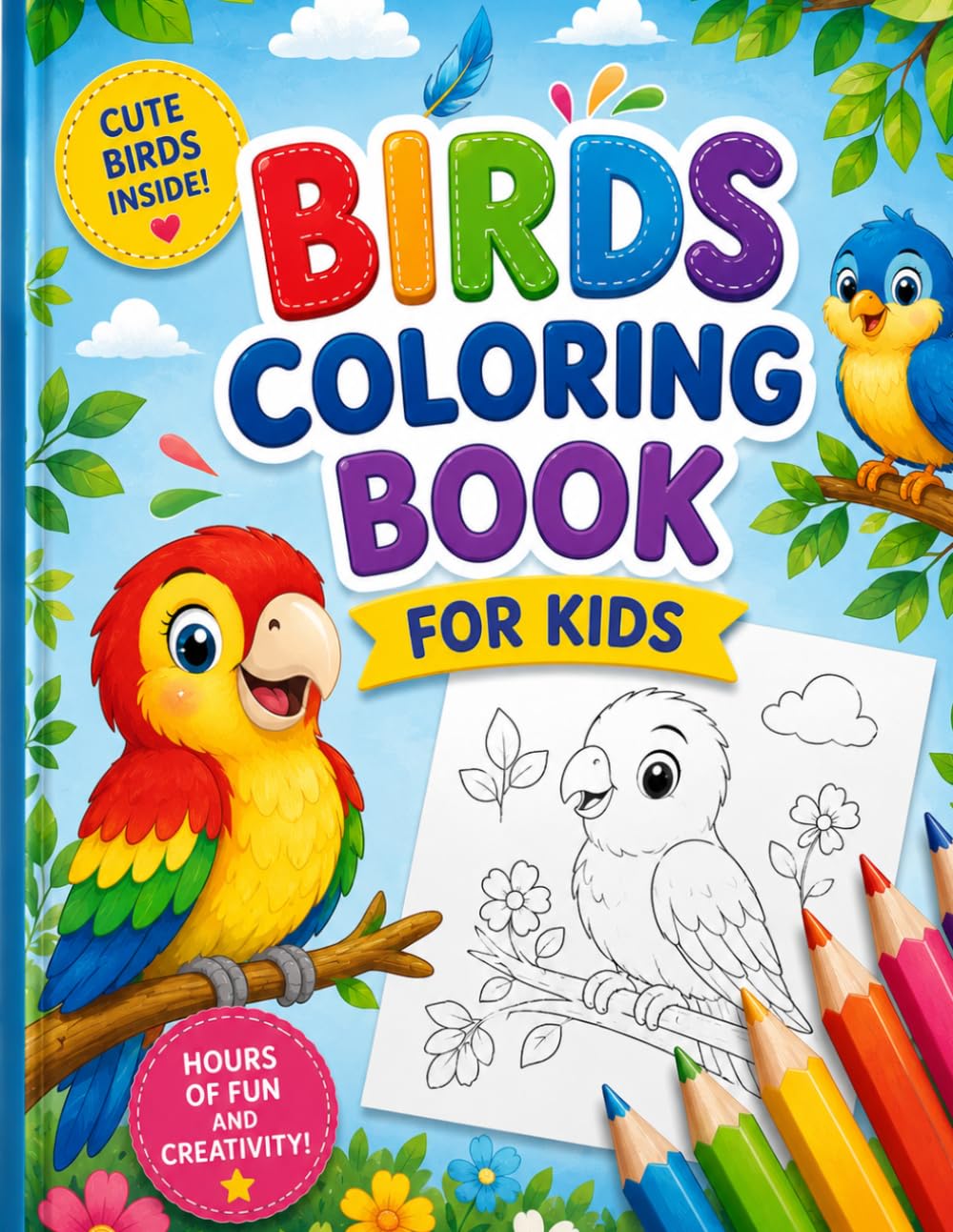 Birds coloring book: 30 Beautiful Birds for Coloring ,Let your child explore the colorful world of birds with this fun and relaxing coloring book!