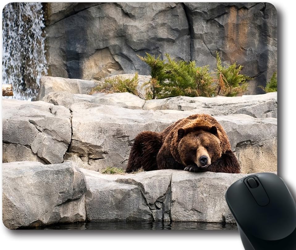 Grizzly Bear Zoo Mouse Pad Natural Eco Rubber / Durable