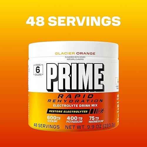 Miniatura 6 de Prime Rapid Rehydration Electrolyte Powder, Glacier Orange, Sugar Free Hydration Drink Mix with Sodium, Potassium, Magnesium & B Vitamins to