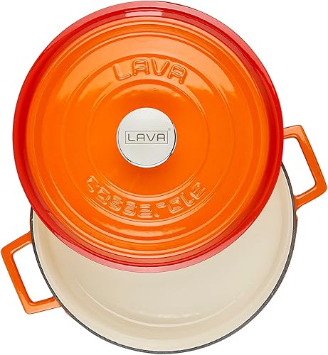 Miniatura 4 de Lava Trendy Series - Horno multiusos de hierro fundido de 3.75 cuartos de galón, 11 pulgadas de diámetro, color naranja