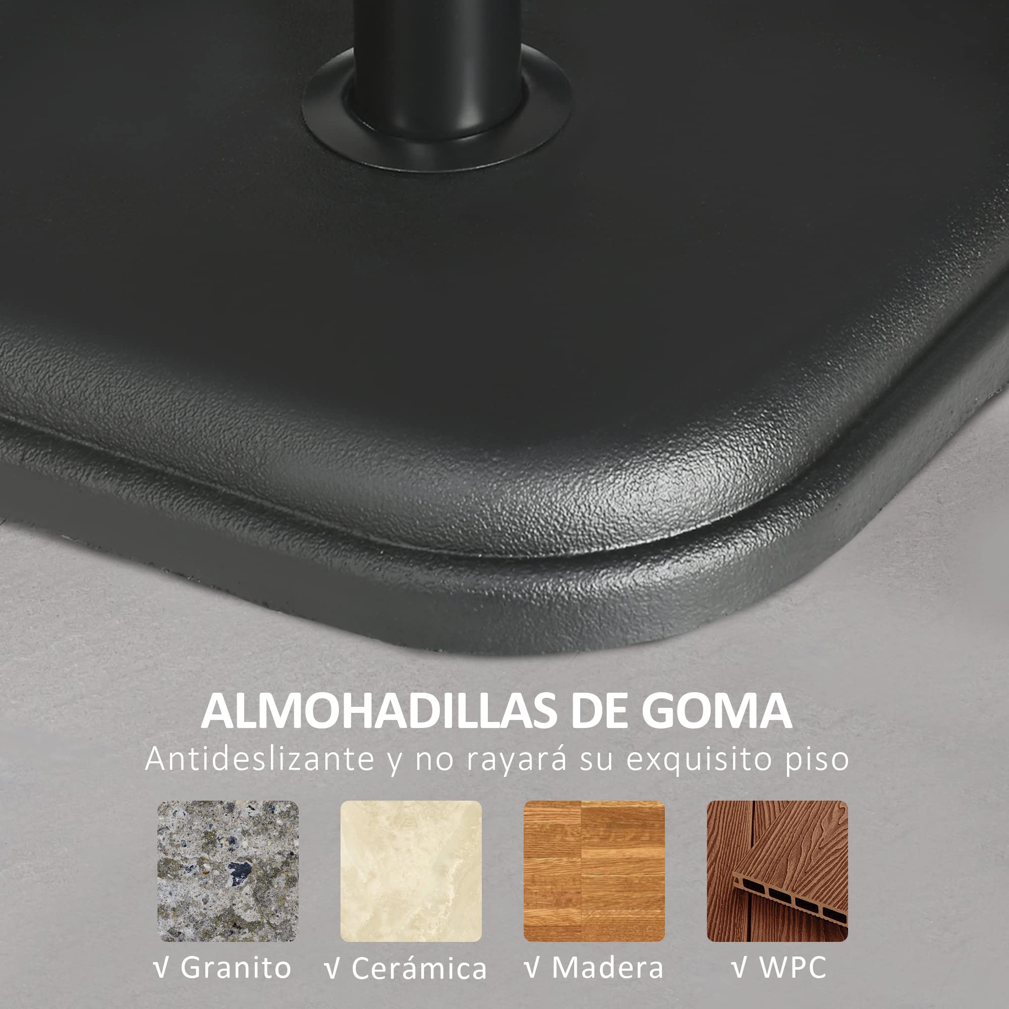 Outsunny Base de Sombrilla de Jardín Peso 11kg Ø32-38 mm 36x36x31 cm Negro | Soporte para Parasol de Cemento, para Mástil, para Terraza Patio Exterior