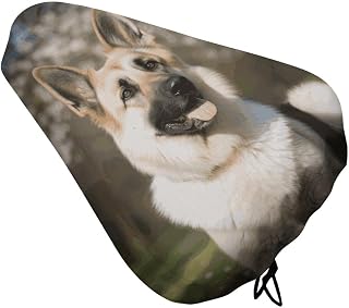 German Shepherd Dog Waterproof Bike Seat Cover with Drawstring | Easy To Install Bicycle Seat Rain Cover Washable Oxford Bike Saddle Cover Waterproof Dustproof Cycle Seat Cover for Women Men