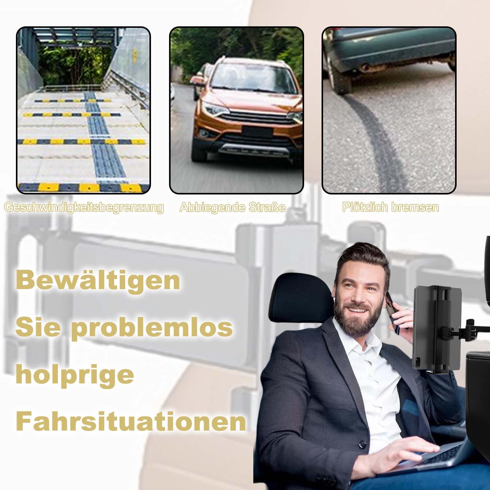 Samochodowy uchwyt na tablet, wysuwany uchwyt na tablet, super elastyczny regulowany uchwyt, uniwersalny uchwyt obracany o 360°, uchwyt na zagłówek do tabletu, iPada, smartfona, przełącznika i