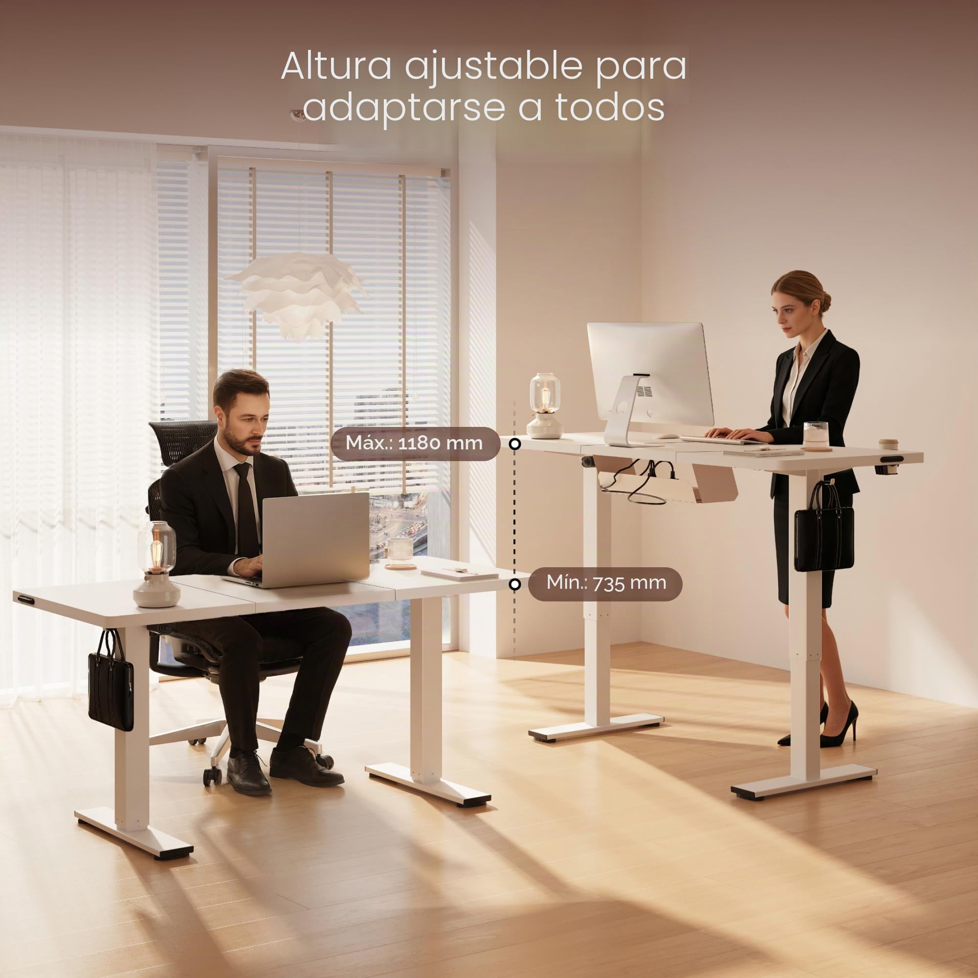 FLEXISPOT Escritorio Elevable Eléctrico 160x60 cm con Soporte para Monitor y Almacenamiento, Carga 100 kg, Regulable en Altura con Memoria, Estante y Cajones, Fácil Montaje, Blanco