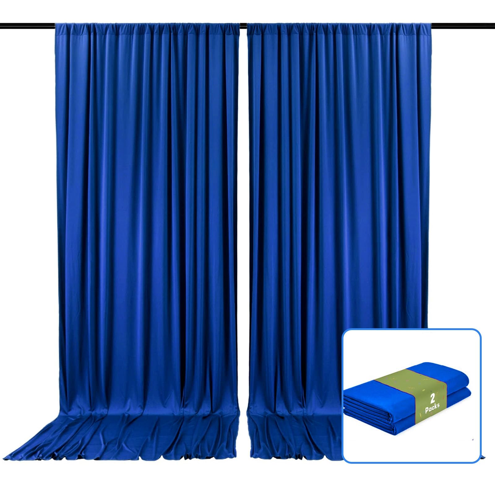 2 Panels Blue Backdrop Curtain, 10 x 10 Feet Background Curtains for Parties, Weddings, Baby Showers, Bachelorette Halloween, Christmas Birthday Party