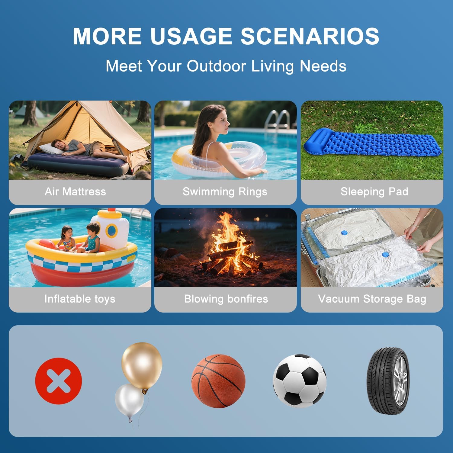 Air Pump for Inflatables, Ultra-Mini Portable Air Pump 1400mAh Battery & Camping Light Small Electric Air Pump Inflator Deflate for Air Mattress, Vacuum Storage Bags, Pool Floats - Image 6