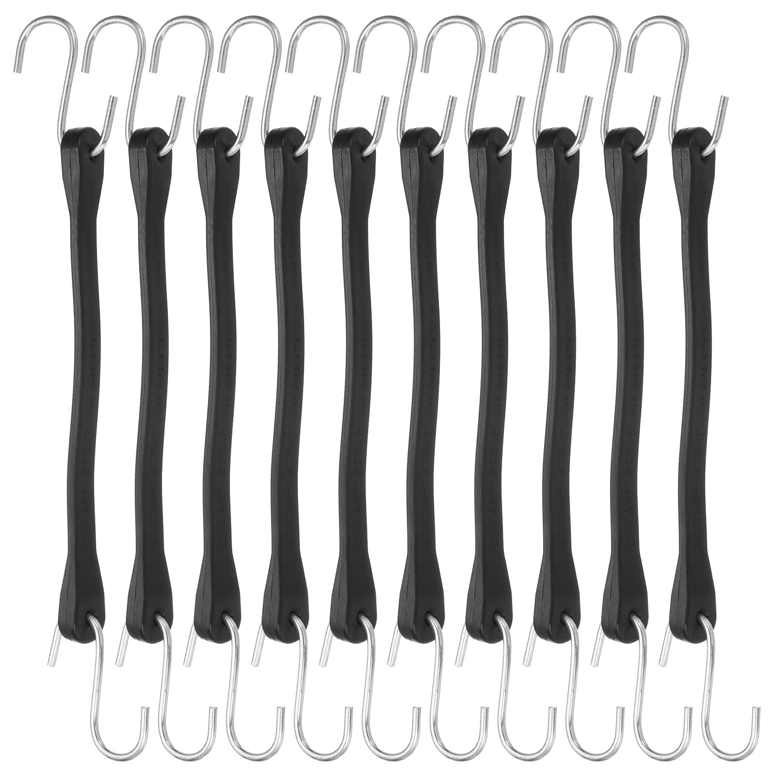 sourcing map 10Pcs 9"/23cm Bungee Cords with Hooks, Heavy Duty Rubber Bungee Straps with Metal Crimped S Hooks for Securing Tarps Cargo Trucks Canvases, Camping Gear, Black