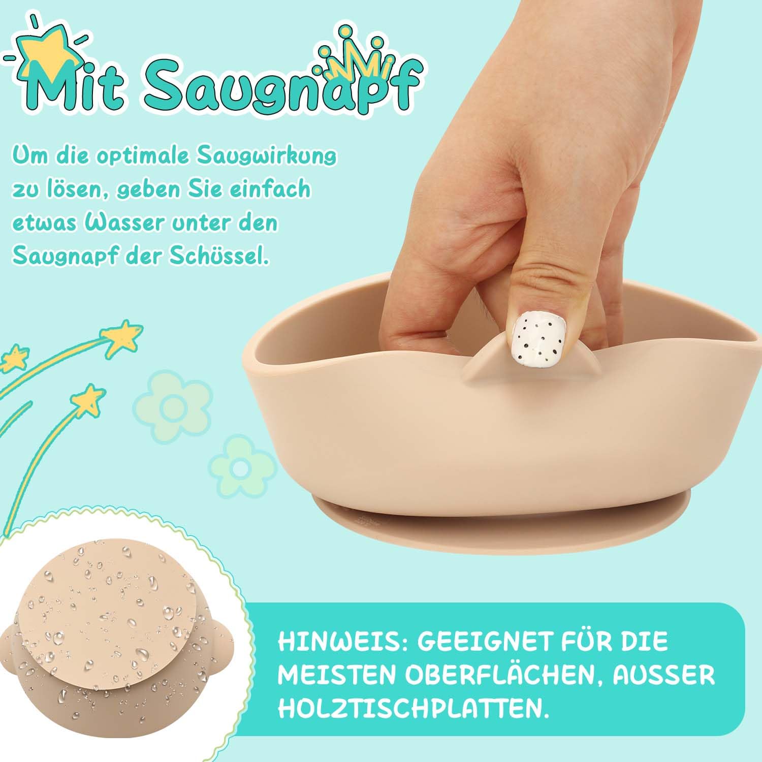 3 ciotole in acciaio inox con ventosa e coperchio, in acciaio inox, per bambini, antiscivolo, per porridge e snack, senza BPA, lavabile in lavastoviglie