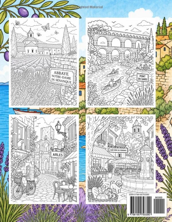 Provence Coloring Book for Adults and Kids: South of France, French Riviera Activity Pages Souvenir Travel Gifts image 3