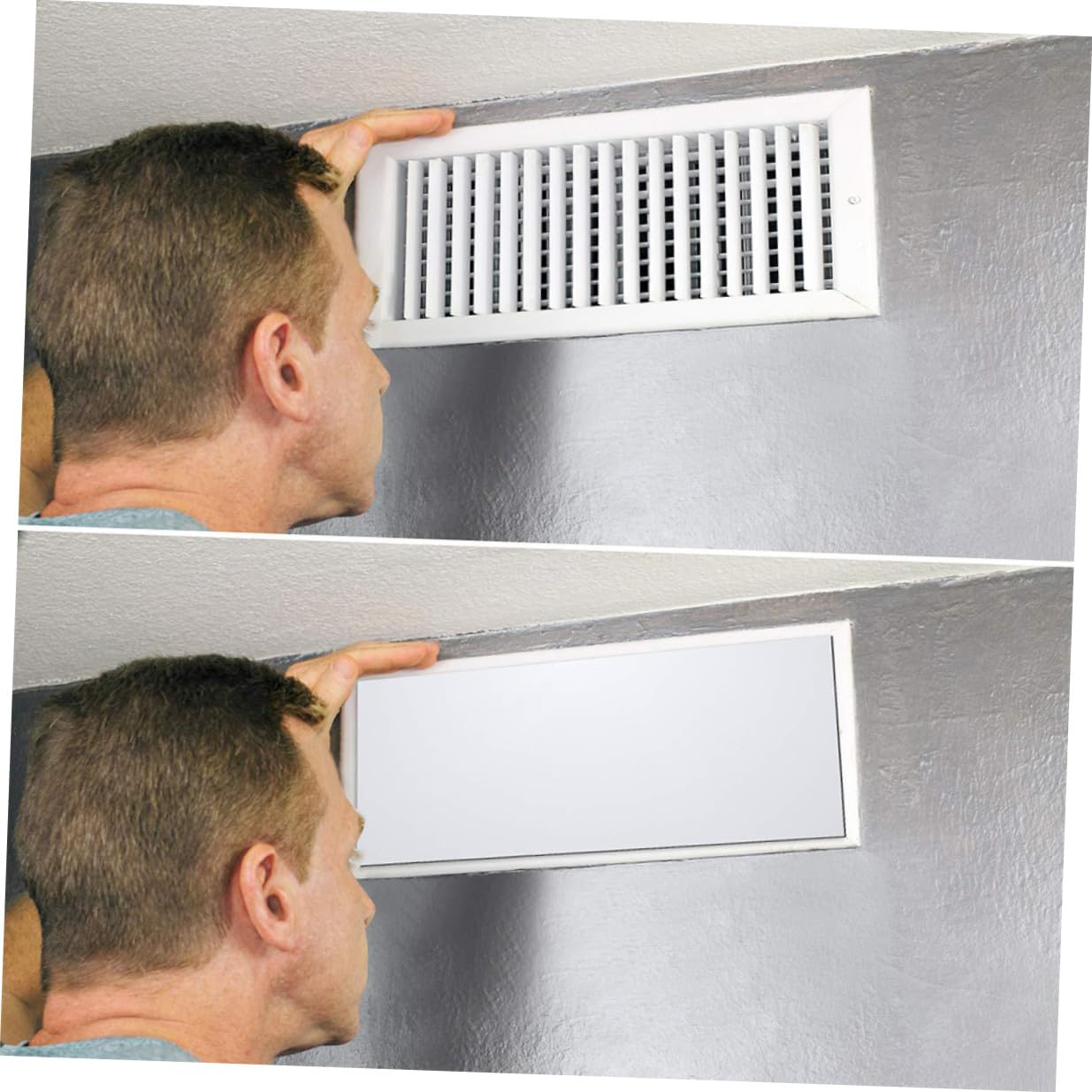 COLLBATH 4 Cubiertas Magnéticas para Rejillas de Ventilación, Blanco, 30x14cm, Fáciles de Instalar, Reducen el Ruido, para Suelo y Pared